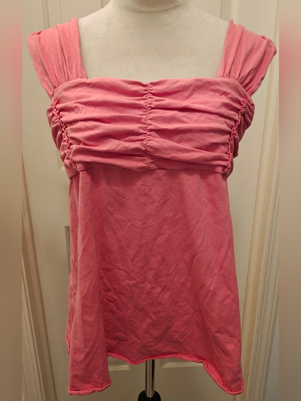 90s Plus Size Bugle Boy Switzerland Ruched Bodice, Wide Straps & Square Neckline